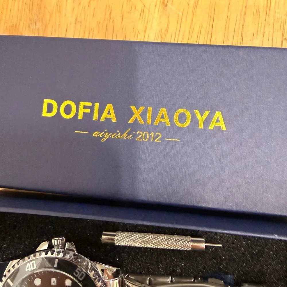 Dofia Xiaoya Aiyishi 1630 Men's Silver Stainless Steel Quartz Watch Black Dial G